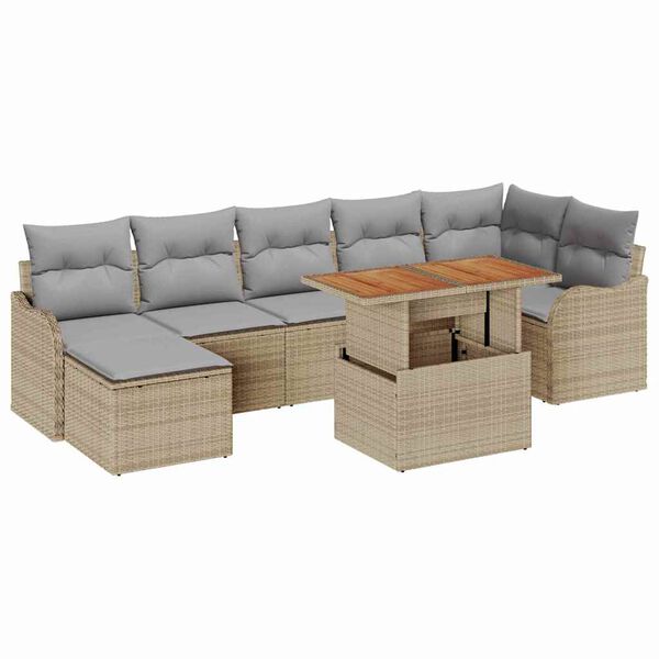 vidaXL Garten-Sofa-Set mit Kissen 8 pcs Beige und Hellgrau