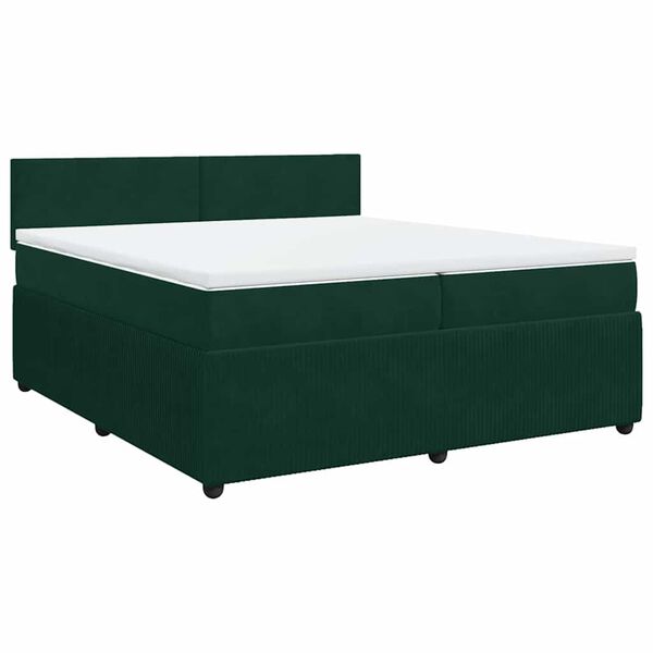 vidaXL Boxspringbett mit Matratze Dunkelgr&uuml;n 200x200 cm Samt