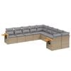 vidaXL 10-tlg. Garten-Sofagarnitur mit Kissen Beige Poly Rattan