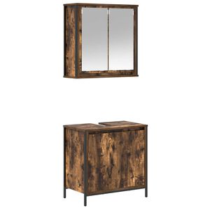 vidaXL 2-tlg. Badm&ouml;bel-Set R&auml;uchereiche Holzwerkstoff