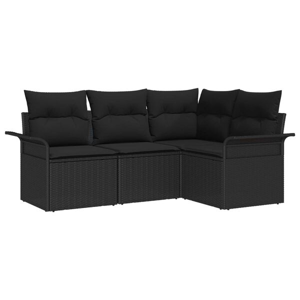 vidaXL Gartensofa-set mit Kissen 4 pcs Schwarz Poly-Rattan
