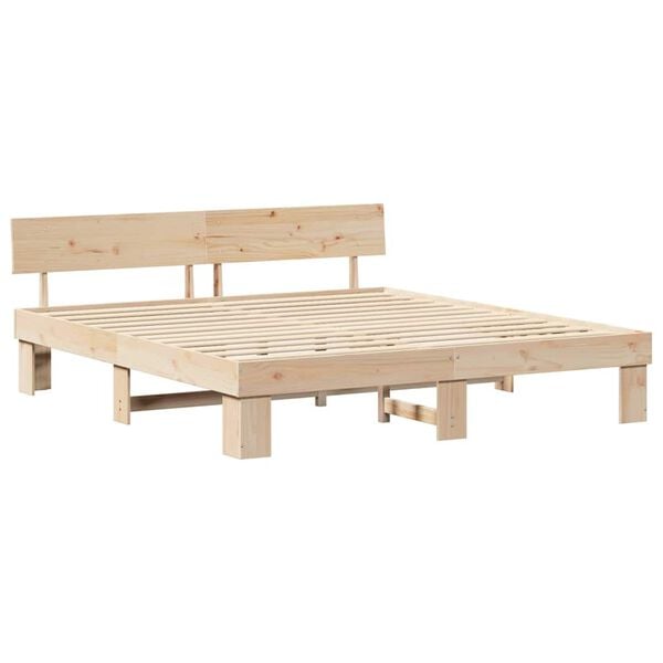 vidaXL Bettrahmen mit Kopfteil Natur 180 x 200 cm Massives Kiefernholz