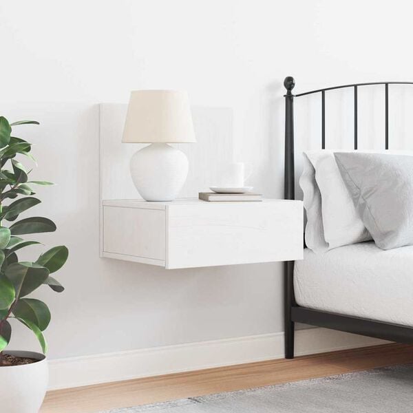 vidaXL Nachttisch Weiß 42 x 32,5 x 40 cm Massivholz Kiefer