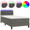 vidaXL Boxspringbett mit Matratze & LED Dunkelgrau 100x200 cm Samt