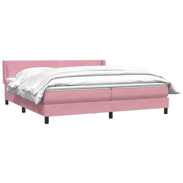 vidaXL Boxspringbett mit Matratze Rosa 180x210 cm Samt