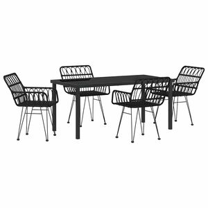 vidaXL Garten Essgruppe 5 pcs Schwarz Pulverbeschichteter Stahl