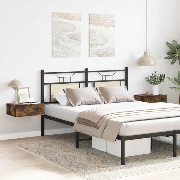 vidaXL Hängender Nachttisch 2Stk Räuchereiche 40x30x15cm Holzwerkstoff