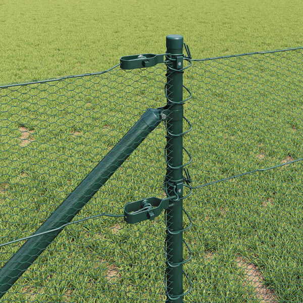 vidaXL Zaunpfosten Gr&uuml;n 100 x 0,8 m (13 mm Maschenweite) Stahl und PVC