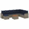 vidaXL 9-teiliges Gartensofa-Set mit Kissen, grau, Polyrattan