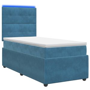 vidaXL LED Boxspringbett mit Matratze Blau 80 x 200 cm Samt