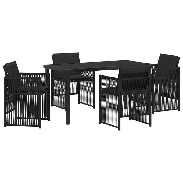 vidaXL Garten Essgruppe 5 pcs Schwarz Poly Rattan