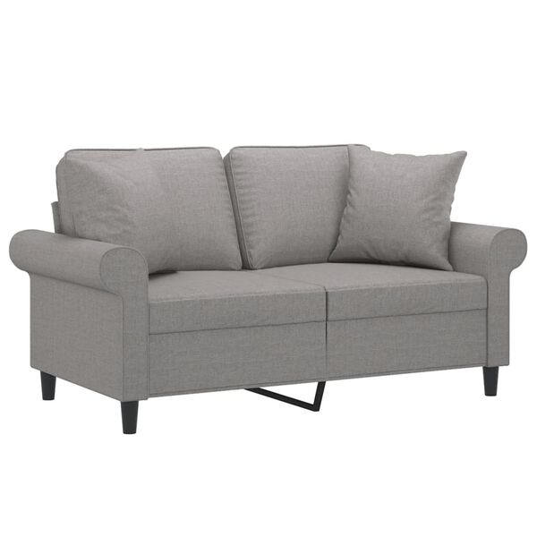 vidaXL 2-Sitzer-Sofa mit Kissen Hellgrau 120 cm Stoff