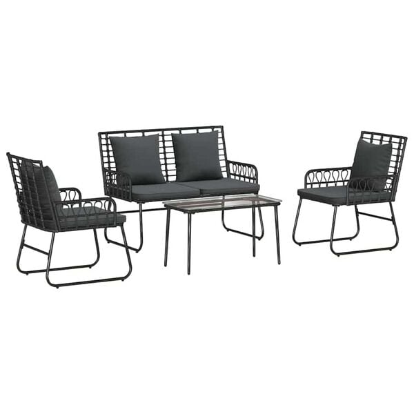 vidaXL Gartenmöbel Set mit Kissen 4 pcs Schwarz und Anthrazit