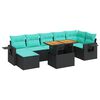 vidaXL 8-tlg. Garten-Sofagarnitur mit Kissen Schwarz Poly Rattan