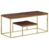 vidaXL Couchtisch Golden Edelstahl und Massive Holzschwellen