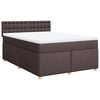 vidaXL Boxspringbett mit Matratze Dunkelbraun 160x200 cm Stoff