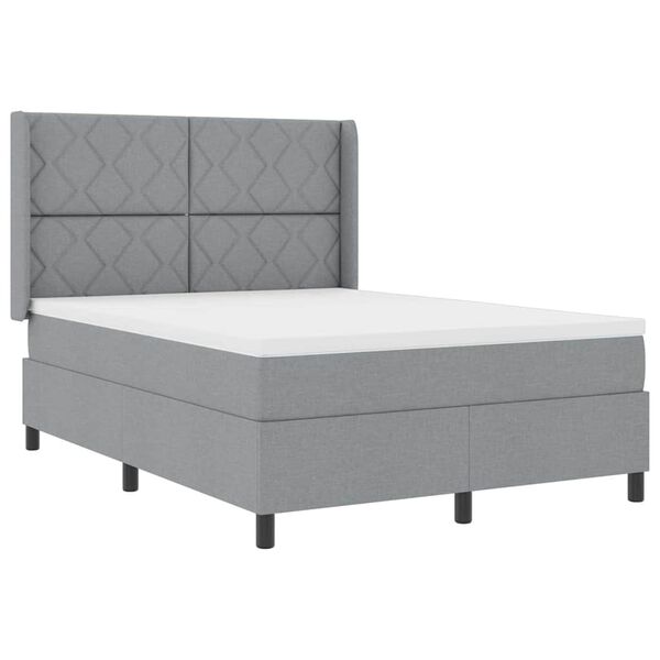 vidaXL Boxspringbett mit Matratze Hellgrau 160 x 200 cm Stoff
