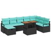 vidaXL Gartensofa-set mit Kissen 9 pcs Schwarz Poly-Rattan