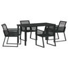 vidaXL Garten Essgruppe 5 pcs Schwarz Pulverbeschichteter Stahl