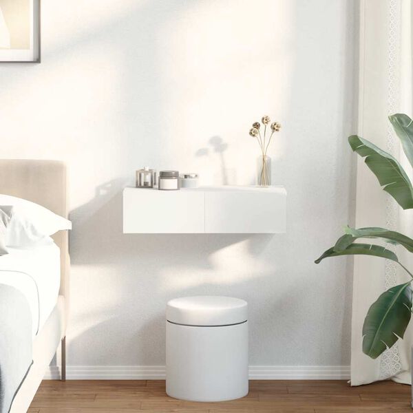 vidaXL Wandregal mit Schubladen Wei&szlig; 60x26,5x15 cm Holzwerkstoff