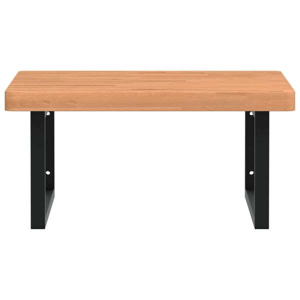 vidaXL Waschbeckenregal Wandmontage Stahl und Massivholz Buche