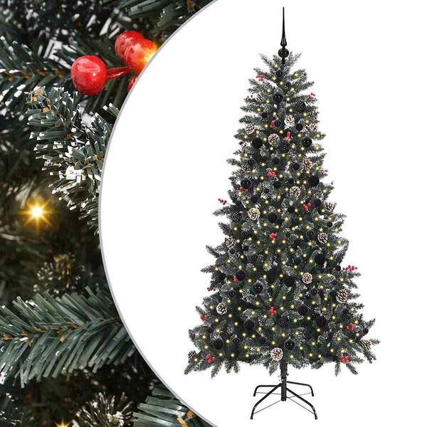 vidaXL K&uuml;nstlicher Weihnachtsbaum Gr&uuml;n 210 cm PVC, Plastik und Stahl