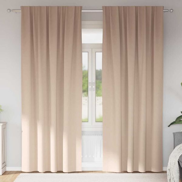 vidaXL Verdunkelungs-Vorh&auml;nge mit Ringen 2 pcs Taupe 225 x 140 cm