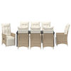 vidaXL Garten Essgruppe mit Kissen 9 pcs Beige Poly-Rattan