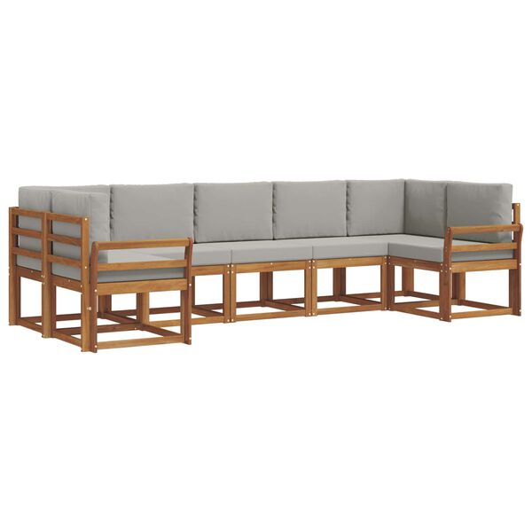vidaXL Outdoor-Sofagarnitur mit Kissen 7 pcs Nat&uuml;rlich und Hellgrau
