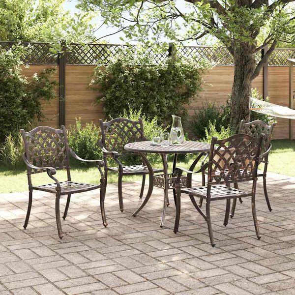 vidaXL Garten Essgruppe 5 pcs Bronze 90 x 90 x 75 cm Gussaluminium