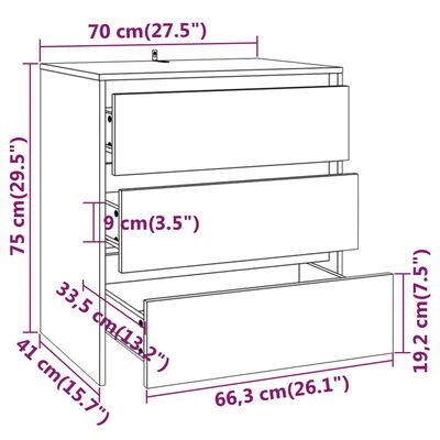 vidaXL 3-tlg. Sideboard Räuchereiche Holzwerkstoff