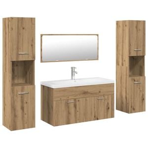 vidaXL 5-tlg. Badm&ouml;bel-Set Artisan-Eiche Holzwerkstoff