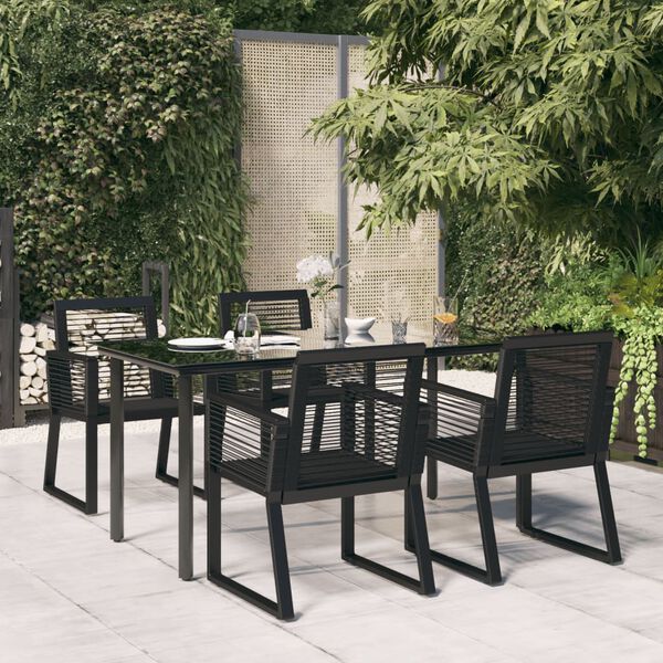 vidaXL 5-tlg. Garten-Essgruppe Schwarz PVC Rattan