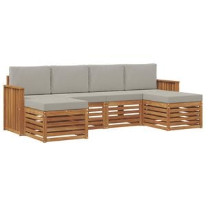 vidaXL Outdoor-Sofagarnitur 6 stk. Natur und Hellgrau