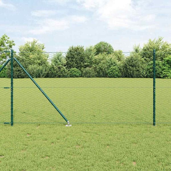 vidaXL Zaunpfosten Gr&uuml;n 50 x 1,2 m (36 mm Maschenweite) Stahl und PVC