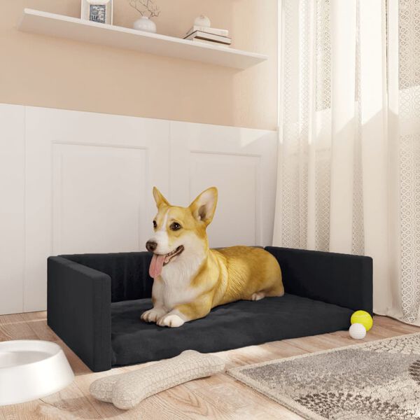 vidaXL Kofferraum-Hundebett Schwarz 110x70 cm Leinenoptik