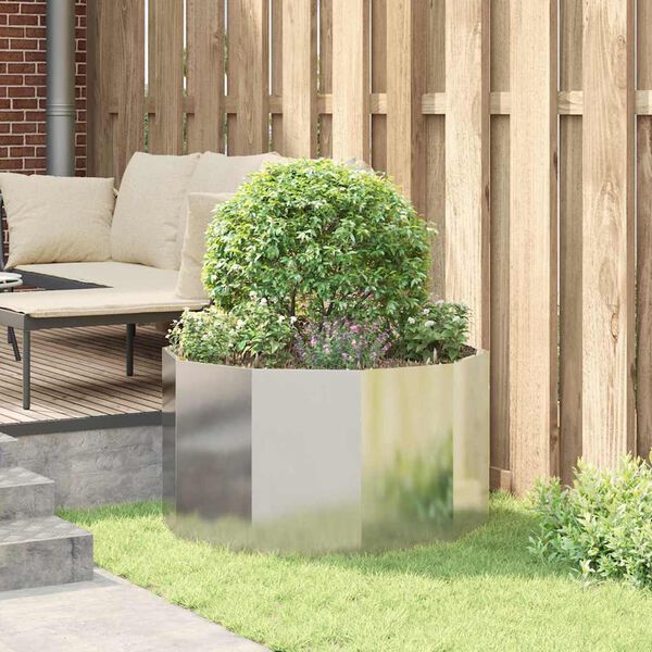 vidaXL Pflanzkübel Silber 90 x 90 x 50 cm Verzinkter Stahl