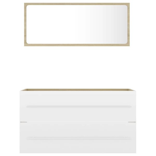 vidaXL 2-tlg. Badm&ouml;bel-Set Wei&szlig; und Sonoma-Eiche Holzwerkstoff