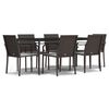 vidaXL 7-tlg. Garten-Essgruppe mit Kissen Poly Rattan und Stahl