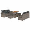 vidaXL Gartensofa-set mit Kissen 9 pcs Grau Poly-Rattan