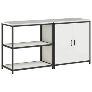 vidaXL Aufbewahrungsset f&uuml;r die K&uuml;che 2 pcs Wei&szlig; Kaltgewalzter Stahl