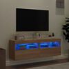 vidaXL TV-Wandschr&auml;nke mit LED-Leuchten 2 Stk. Sonoma-Eiche 60x30x40cm