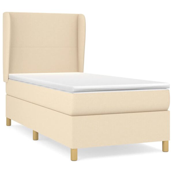 vidaXL Boxspringbett mit Matratze Creme 90x190 cm Stoff