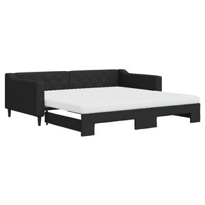 vidaXL Tagesbett Ausziehbar mit Matratzen Schwarz 100x200 cm Stoff
