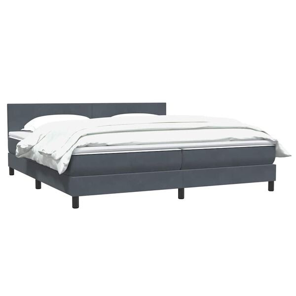 vidaXL Boxspringbett mit Matratze Dunkelgrau 180x210 cm Samt
