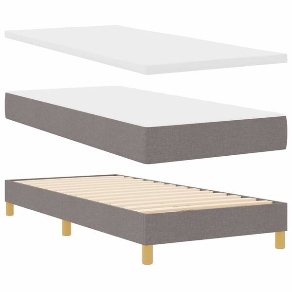 vidaXL Boxspringbett mit Matratze mit Kopfteil Taupe 90 x 190 cm Stoff