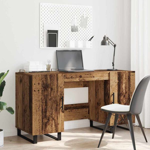 vidaXL Schreibtisch mit Regal Altholz 140 x 50 x 75 cm Holzwerkstoff