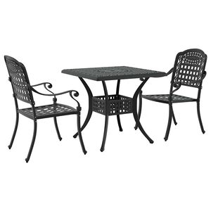 vidaXL Gartentisch Set 3 stk. Schwarz Gussaluminium
