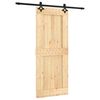 vidaXL Schiebet&uuml;r Nat&uuml;rlich und Schwarz 85 x 210 cm Massivkiefer