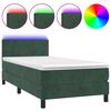 vidaXL Boxspringbett mit Matratze & LED Dunkelgr&uuml;n 100x200 cm Samt